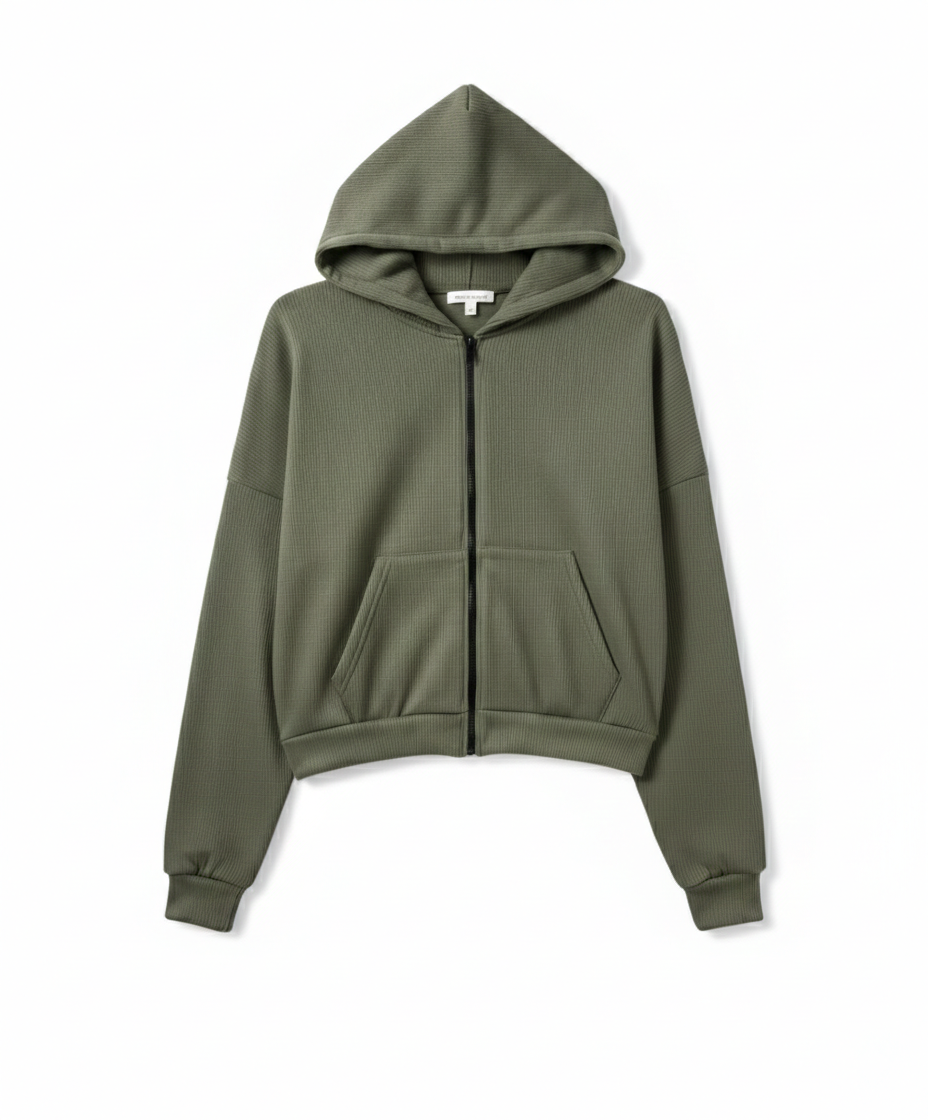 Sweat à capuche zippé en velours Essence